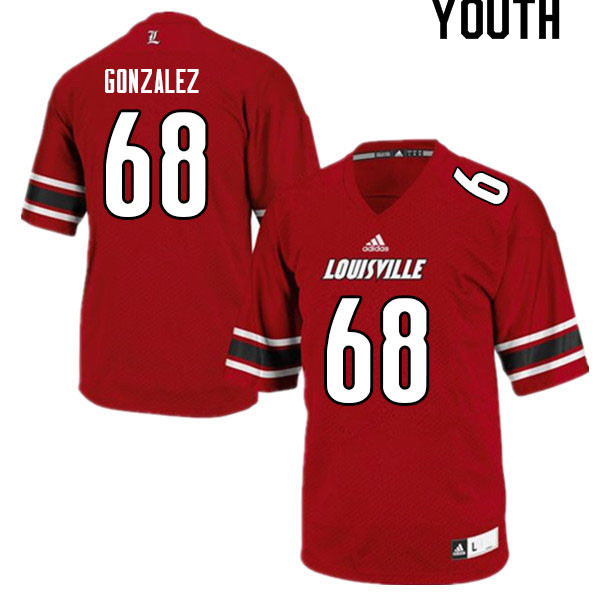 Youth #68 Michael Gonzalez Louisville Cardinals College Football Jerseys Sale-Red - Click Image to Close